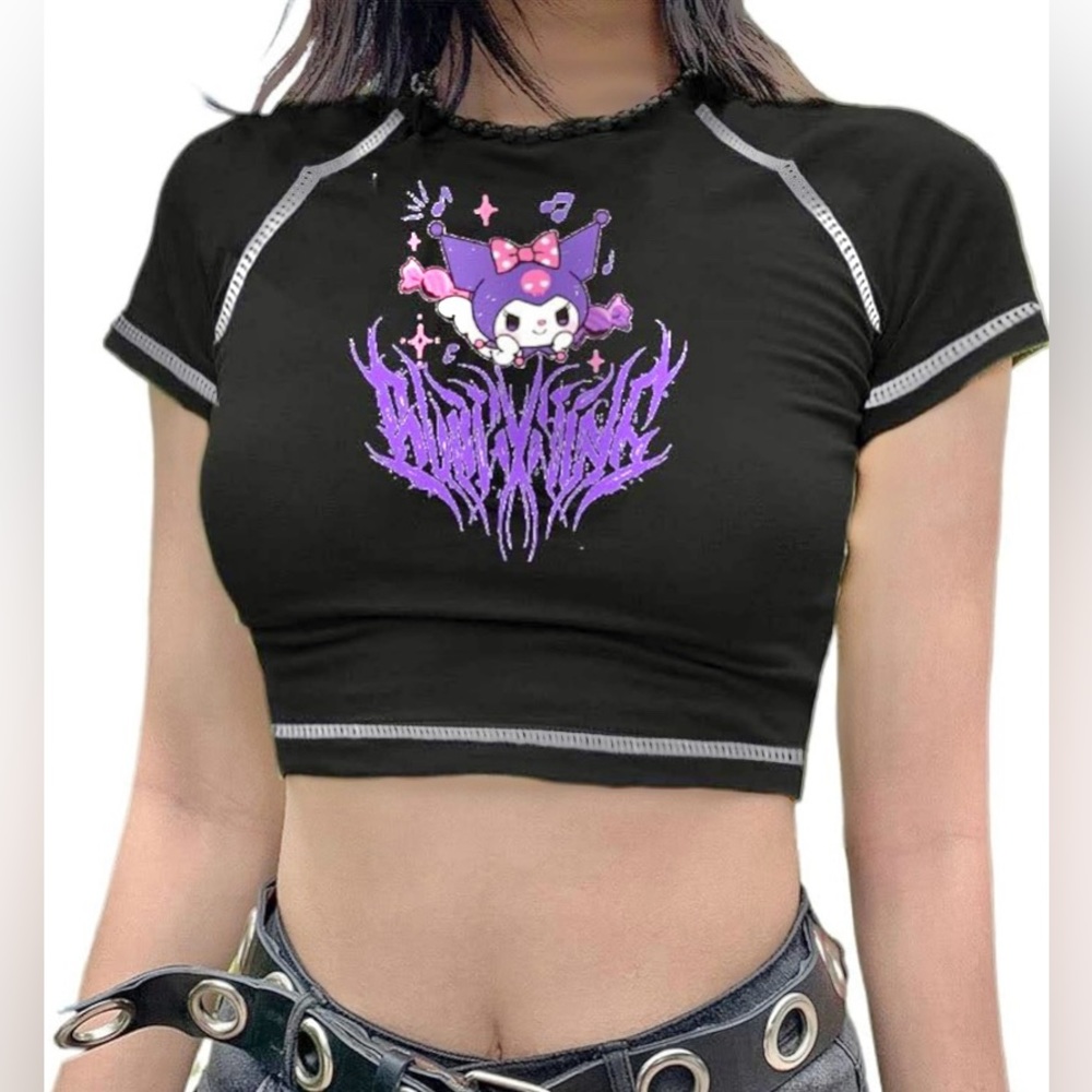 💜🖤 y2k kuromi cropped tee 🖤💜